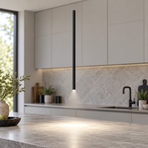 Lampada per cucina moderno cilindro nero a sospensione saliscendi led 4w cct 2700k 4000k