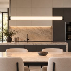 Lampadario per cucina moderno lineare nero a sospensione led 32w 3000k dimmerabile
