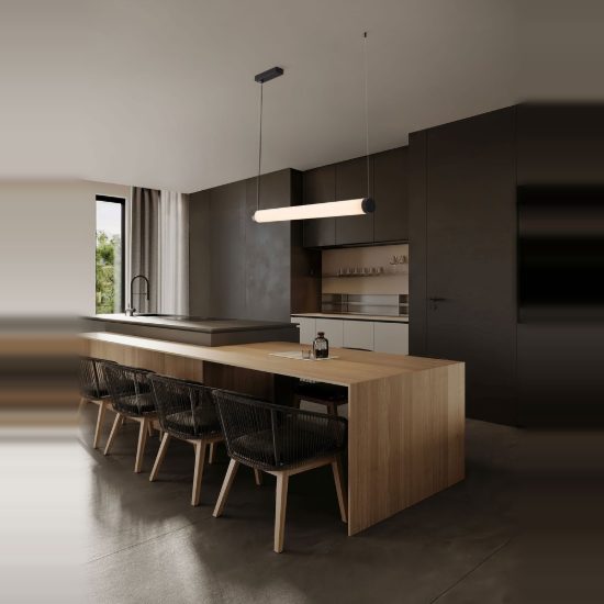 Lampadario per cucina moderno lineare nero a sospensione led 32w 3000k dimmerabile
