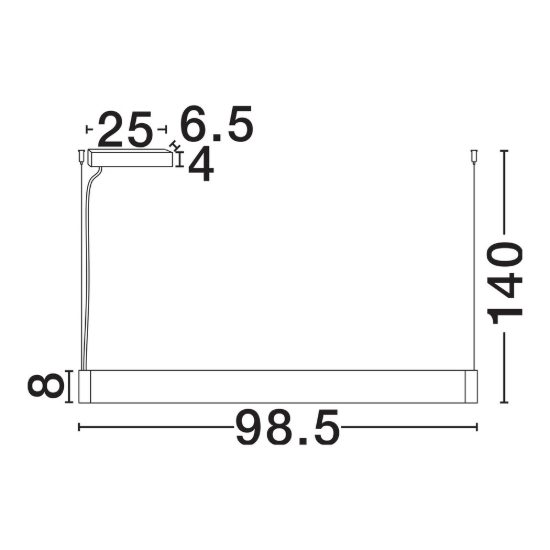 Lampadario per cucina moderno lineare nero a sospensione led 32w 3000k dimmerabile