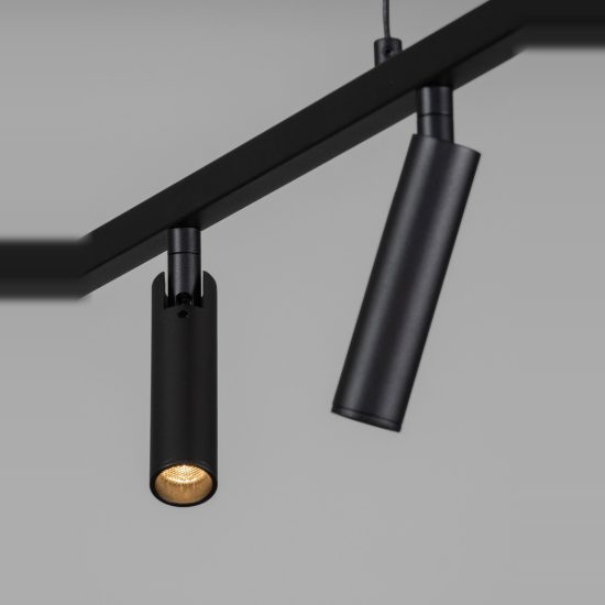 Lampadario per cucina moderno lineare con faretti orientabili nero led 13w 3000k