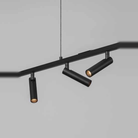 Lampadario per cucina moderno lineare con faretti orientabili nero led 13w 3000k
