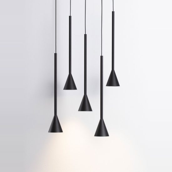 Lampadario per cucina nero a sospensione led 27w 3000k dimmerabile 5 luci
