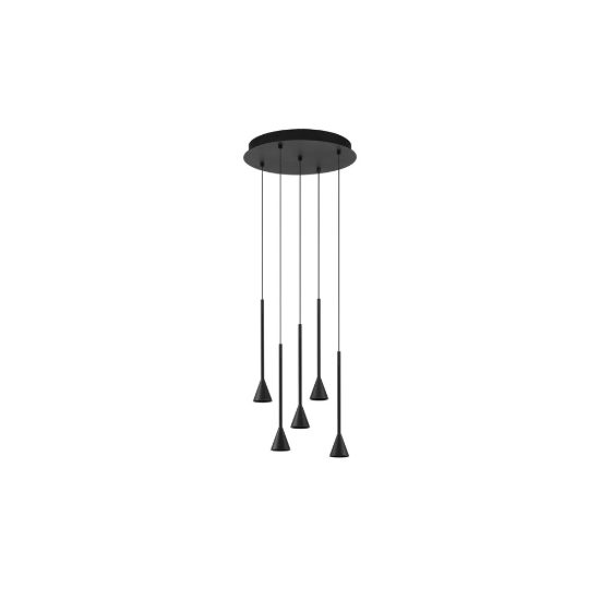 Lampadario per cucina nero a sospensione led 27w 3000k dimmerabile 5 luci