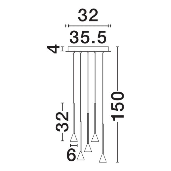 Lampadario per cucina nero a sospensione led 27w 3000k dimmerabile 5 luci