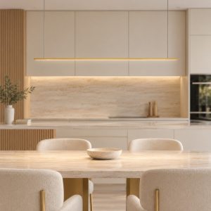 Lampadario led 20w cct 2700k 4000k dimmerabile per cucina moderno a sospensione lineare oro ottone