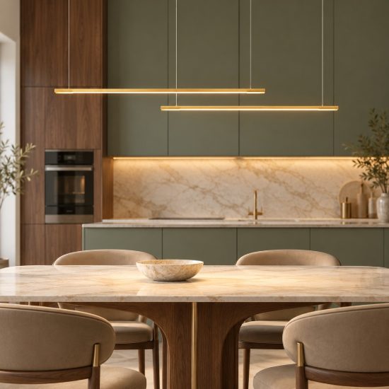 Lampadario led 40w cct 2700k 4000k per cucina moderno a sospensione lineare oro ottone