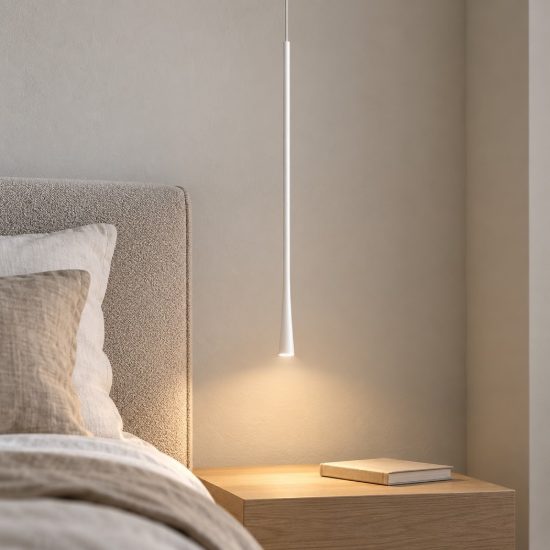Lampada a sospensione led 6w 3000k per comodini camera da letto moderna conica bianco