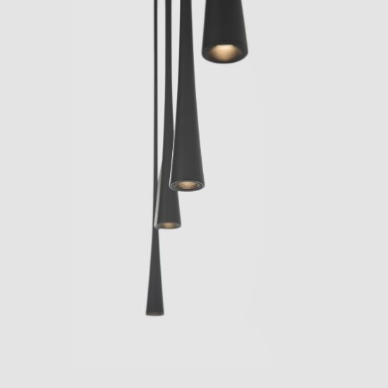 Lampadario moderno per cucina lineare nero a sospensione led 38w 3000k 5 luci