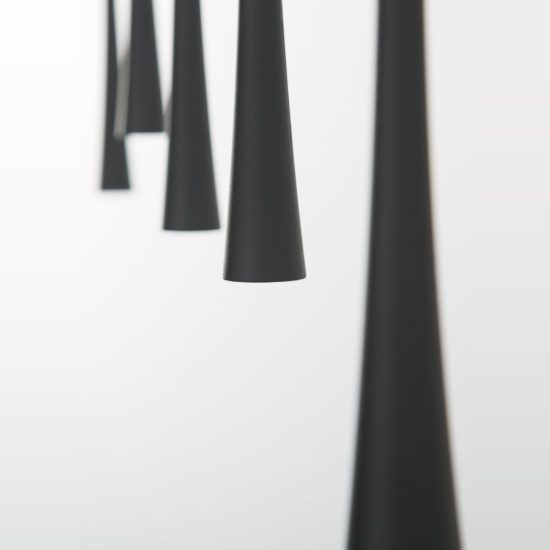 Lampadario moderno per cucina lineare nero a sospensione led 38w 3000k 5 luci