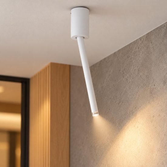 Faretto da soffitto led 4w 3000k orientabile per cucina moderno cilindro bianco