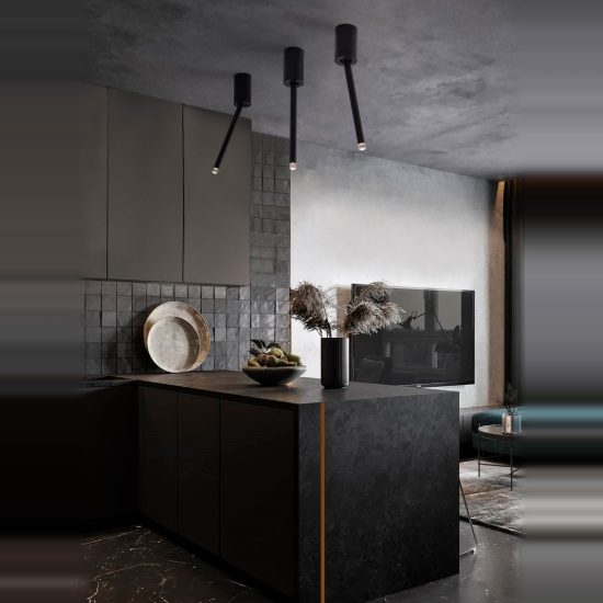 Faretto per cucina moderno cilindro nero da soffitto led 4w 3000k orientabile