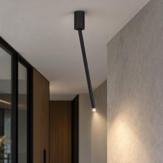 Faretto per cucina moderno cilindro nero da soffitto led 4w 3000k orientabile 50cm