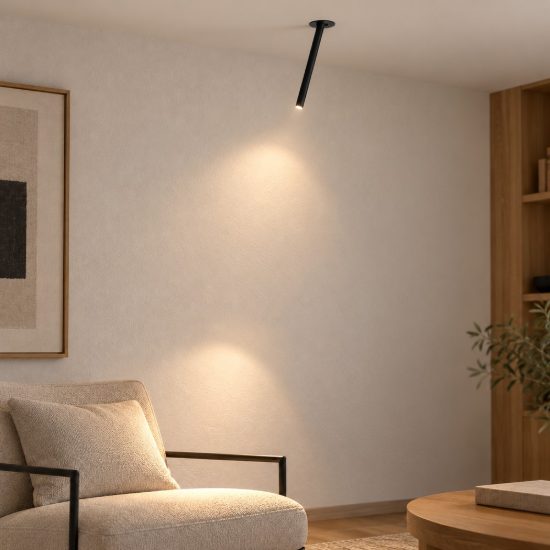 Faretto da incasso moderno cilindro nero da soffitto led 4w 3000k orientabile