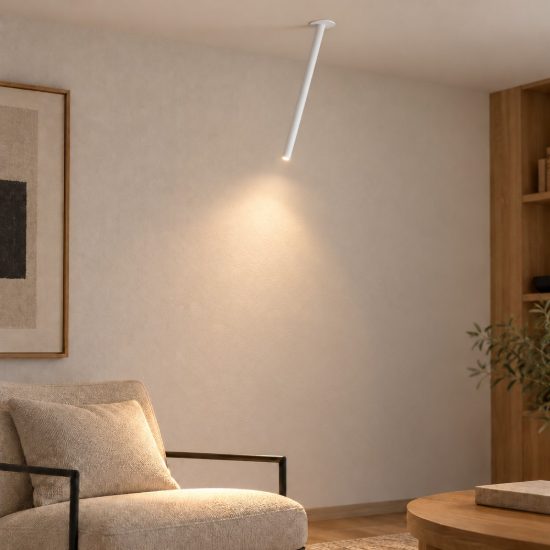 Faretto lungo da incasso da soffitto led 4w 3000k orientabile moderno cilindro bianco