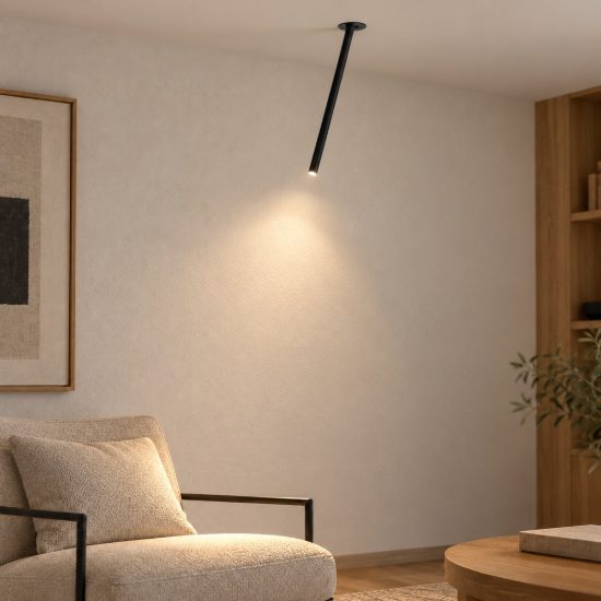 Faretto da incasso a soffitto moderno cilindro nero led 4w 3000k orientabile