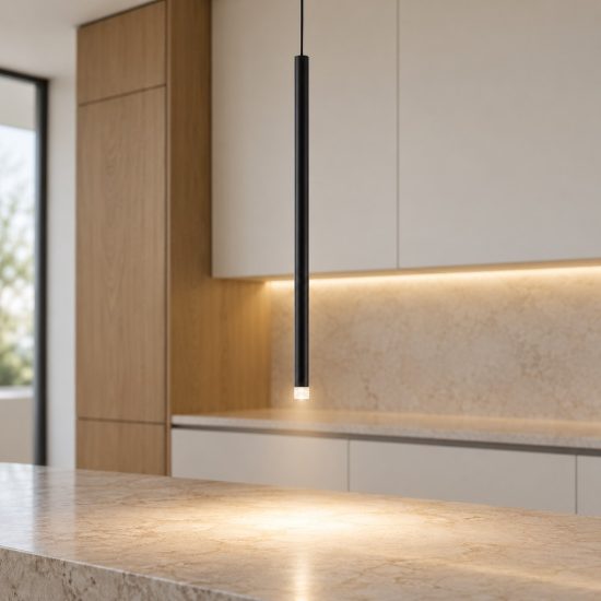 Lampada per cucina moderna cilindro nero a sospensione led 6w 3000k