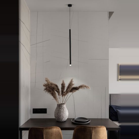 Lampada per cucina moderna cilindro nero a sospensione led 6w 3000k