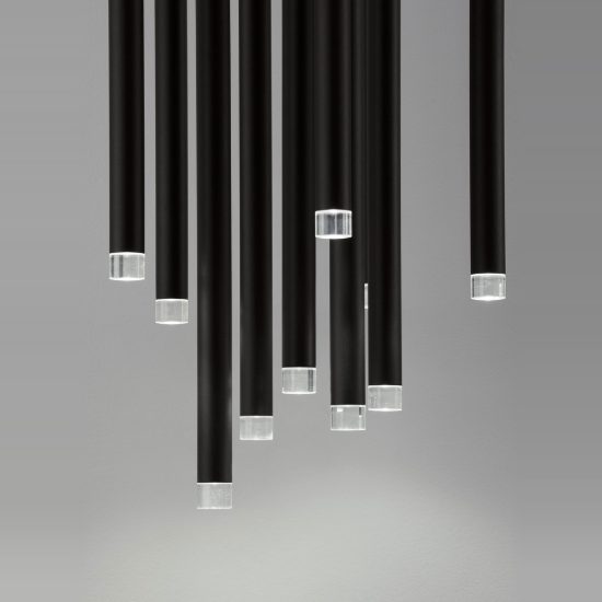 Lampadario per tavolo soggiorno moderno nero 12 pendenti a sospensione led 69w 3000k