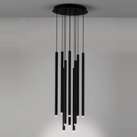 Lampadario per tavolo soggiorno moderno nero 12 pendenti a sospensione led 69w 3000k