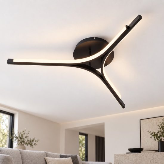 Plafoniera moderna per camera da letto lineare nero led 29w 3000k dimmerabile
