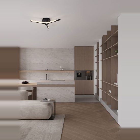 Plafoniera moderna per camera da letto lineare nero led 29w 3000k dimmerabile