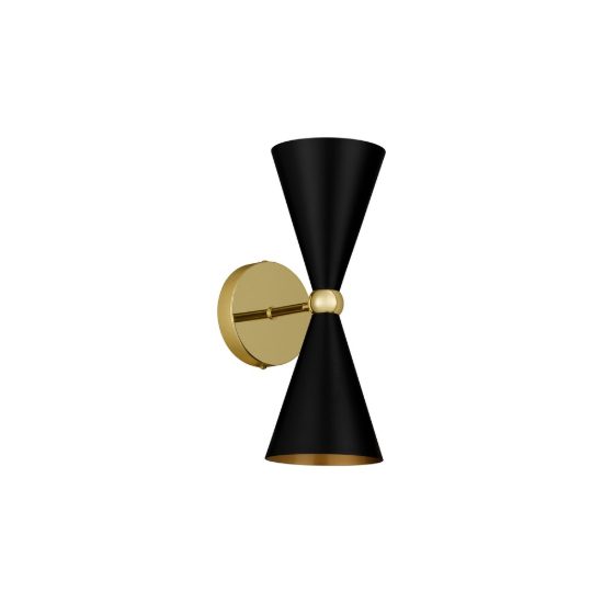 Applique da parete conica stile contemporaneo nero e oro per soggiorno