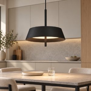 Lampadario per cucina moderno conica nero a sospensione led 32w 3000k dimmerabile