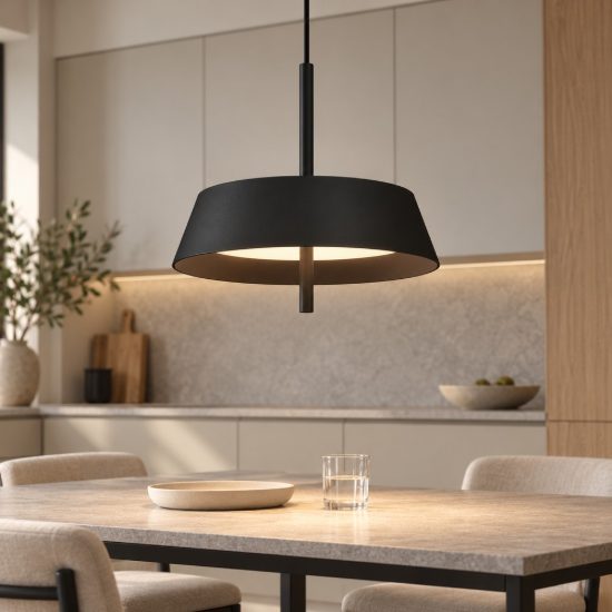 Lampadario per cucina moderno conica nero a sospensione led 24w 3000k dimmerabile