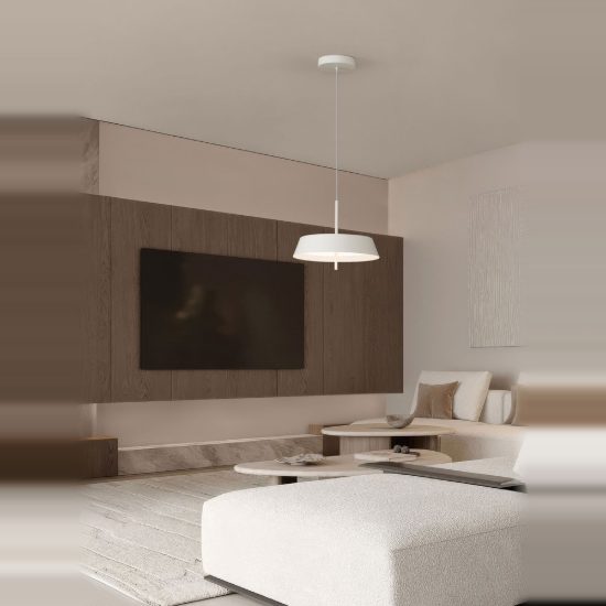 Lampadario a sospensione led 32w 3000k dimmerabile per cucina moderno conico bianco