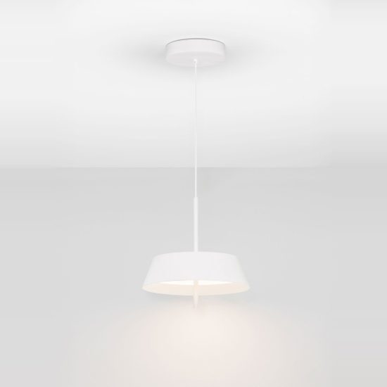 Lampadario a sospensione led 24w 3000k dimmerabile per cucina moderno conica bianco
