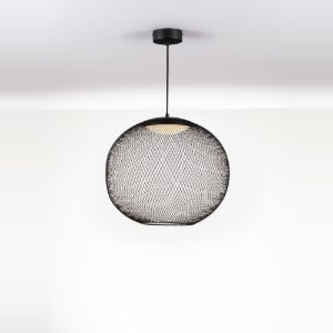 Lampadario per salotto moderno sferica nero a sospensione led 24w 3000k