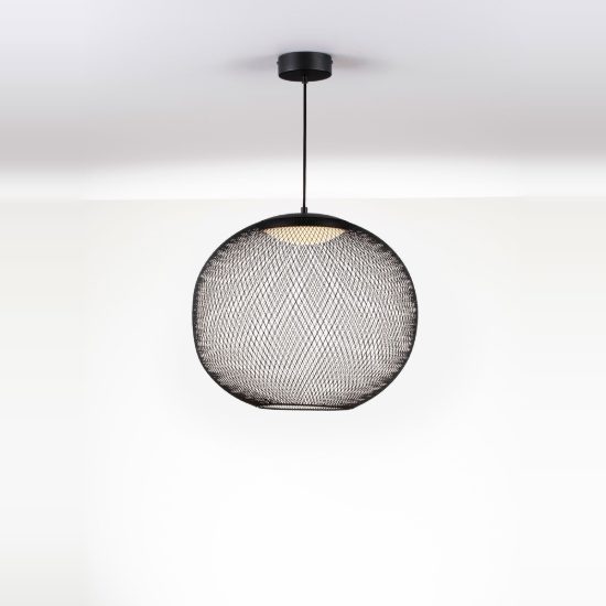 Lampadario per salotto moderno sferica nero a sospensione led 24w 3000k