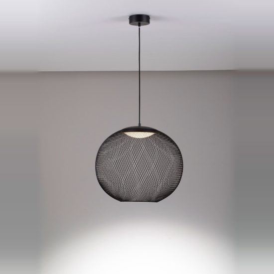 Lampadario per salotto moderno sferica nero a sospensione led 24w 3000k