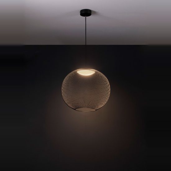Lampadario per salotto moderno sferica nero a sospensione led 24w 3000k