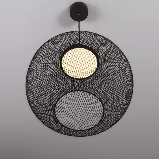 Lampadario per salotto moderno sferica nero a sospensione led 24w 3000k