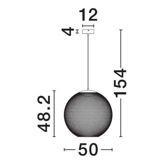 Lampadario per salotto moderno sferica nero a sospensione led 24w 3000k