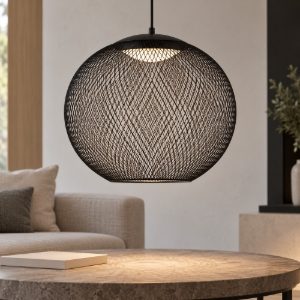 Lampadario per soggiorno moderno sferico nero a sospensione led 19w 3000k