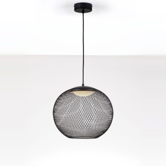Lampadario per soggiorno moderno sferico nero a sospensione led 19w 3000k