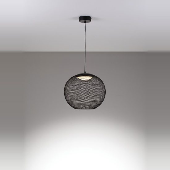 Lampadario per soggiorno moderno sferico nero a sospensione led 19w 3000k
