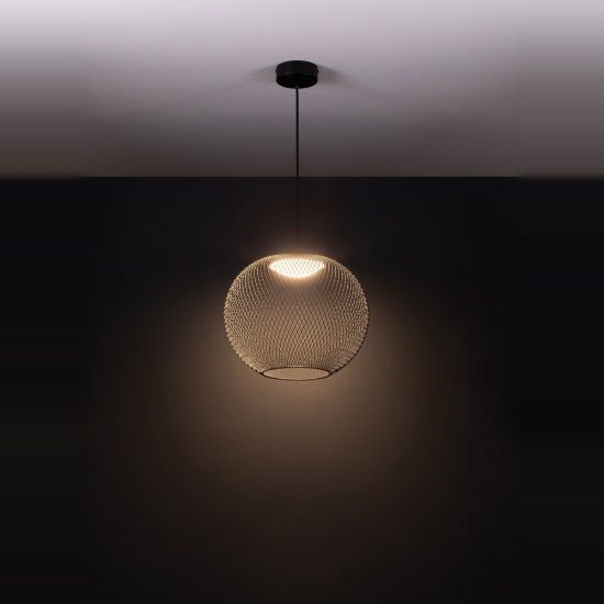 Lampadario per soggiorno moderno sferico nero a sospensione led 19w 3000k