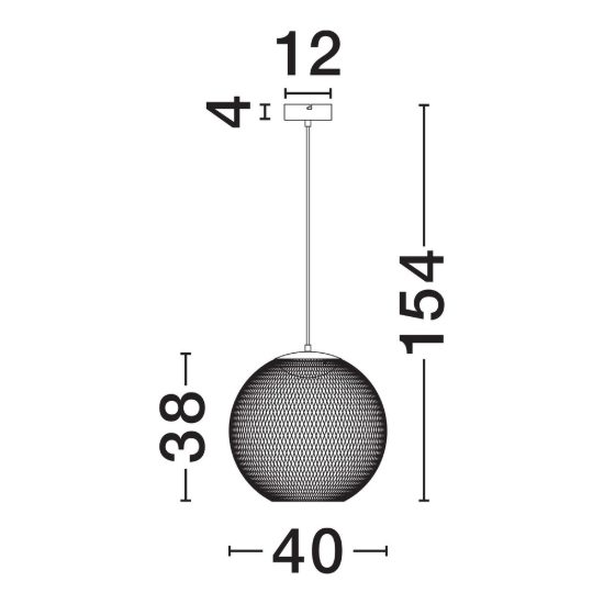 Lampadario per soggiorno moderno sferico nero a sospensione led 19w 3000k
