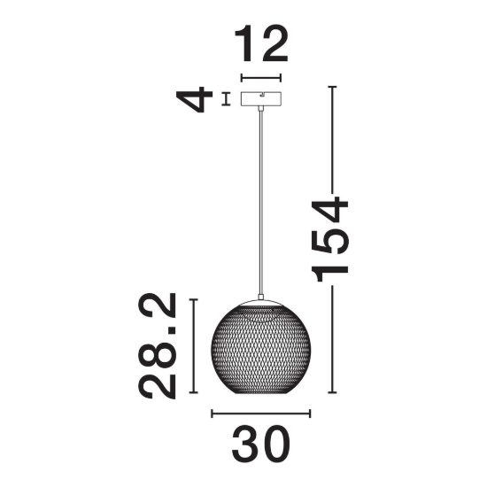 Lampadario per cucina moderno sferica nero a sospensione led 12w 3000k
