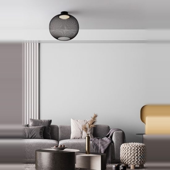 Plafoniera per camera da letto moderna sferica nero led 24w 3000k