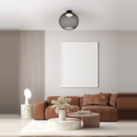 Plafoniera moderna per camera da letto sferica nero led 19w 3000k 40cm