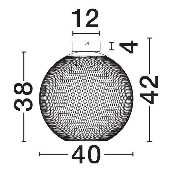 Plafoniera moderna per camera da letto sferica nero led 19w 3000k 40cm
