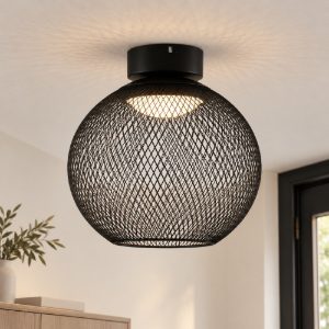Plafoniera per camera da letto moderna sferica nero led 12w 3000k
