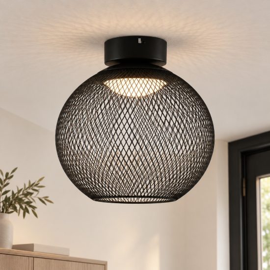 Plafoniera per camera da letto moderna sferica nero led 12w 3000k