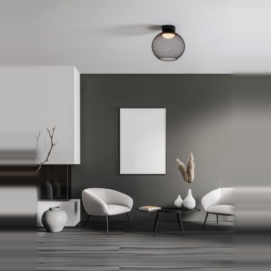 Plafoniera per camera da letto moderna sferica nero led 12w 3000k