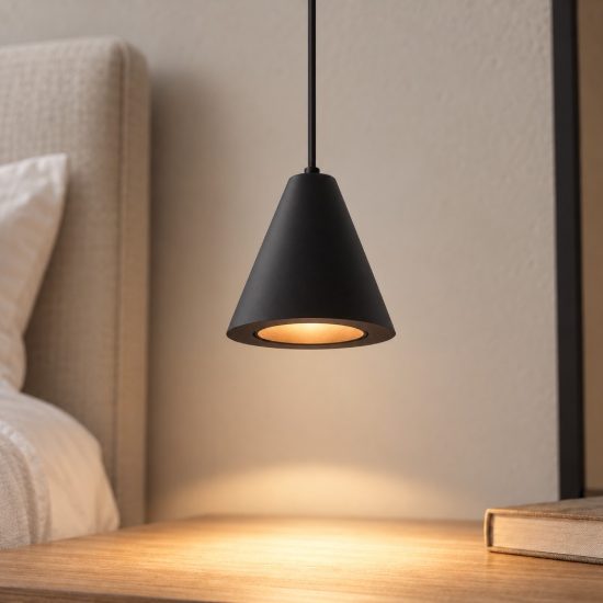 Lampada moderna per cucina cono nero a sospensione led 5w 3000k